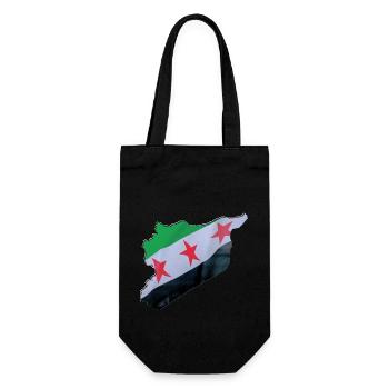 Syrien Flagge in der Syrien Landkarte - Geschenkbeutel für Flaschen - Schwarz - Vorne