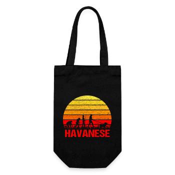 Havaneser Sonnenaufgang Gassi Evolution Lustig - Geschenkbeutel für Flaschen - Schwarz - Vorne