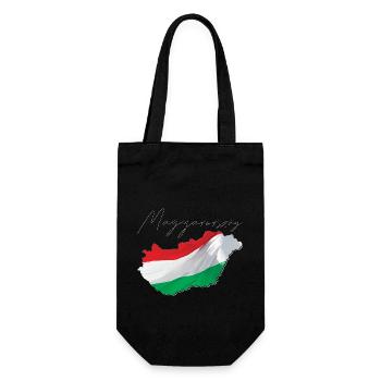 Ungarn Flagge in der Ungarn Landkarte HU - Geschenkbeutel für Flaschen - Schwarz - Vorne