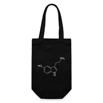 Serotonin structural formula - white - Gift Bag for Bottles - black - Front