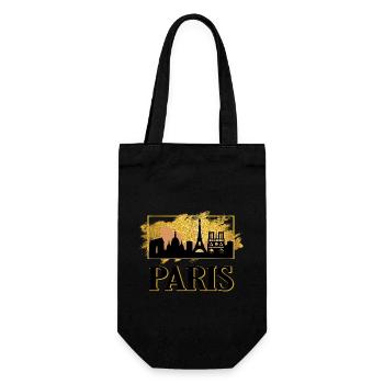 Paris Frankreich France Skyline Eiffelturm Gold - Geschenkbeutel für Flaschen - Schwarz - Vorne