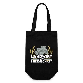 Landwirt Traktor Weizen Spruch - Geschenkbeutel für Flaschen - Schwarz - Vorne