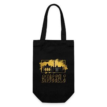 Brussels Brüssel Belgien Stadt Skyline Gold - Geschenkbeutel für Flaschen - Schwarz - Vorne