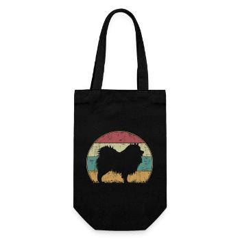 Wolfsspitz Dog Vintage Retro Style Silhouette - Gift Bag for Bottles - black - Front