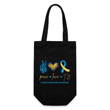 Peace Love T21 - Down Syndrome Awareness I - Gift Bag for Bottles - black - Front