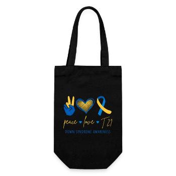 Peace Love T21 - Down Syndrome Awareness II - Gift Bag for Bottles - black - Front