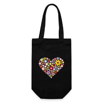 Blumenherz - Geschenkbeutel für Flaschen - Schwarz - Vorne