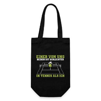 Witziger Tennis Spruch | Spieler Trainer Geschenke - Geschenkbeutel für Flaschen - Schwarz - Vorne