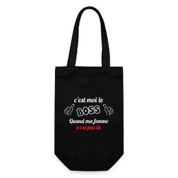 t shirt papa c est moi le boss cadeau homme - Sac à bouteille - noir - Devant