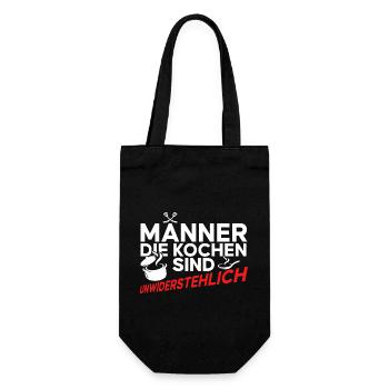 Männer die kochen sind unwiderstehlich - Geschenkbeutel für Flaschen - Schwarz - Vorne