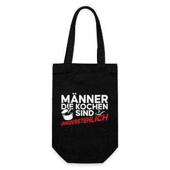 Männer die kochen sind unwiderstehlich - Geschenkbeutel für Flaschen - Schwarz - Vorne