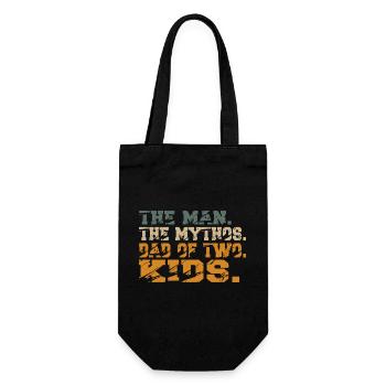 Papa von Zwei Zweites Kind Baby Retro Spruch - Geschenkbeutel für Flaschen - Schwarz - Vorne