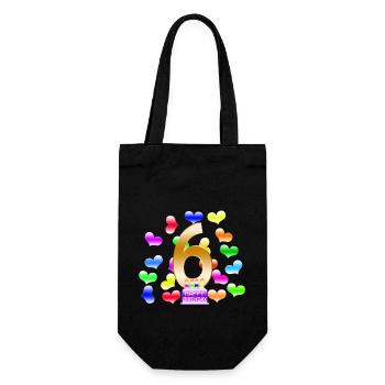 Birthday 6th - Gift Bag for Bottles - black - Front