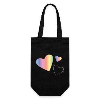 Regenbogen Herzen - Geschenkbeutel für Flaschen - Schwarz - Vorne