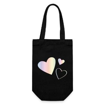 Pastel Rainbow Hearts - Gift Bag for Bottles - black - Front