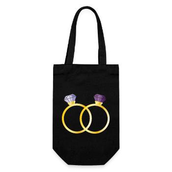 Two rings with purple diamonds - Gift Bag for Bottles - black - Front