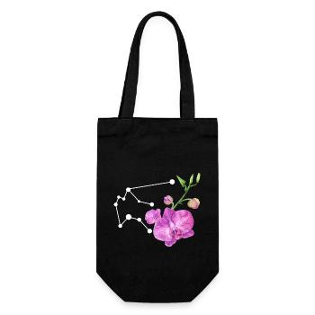 Wassermann-Konstellation mit Aquarell Orchideen - Geschenkbeutel für Flaschen - Schwarz - Vorne