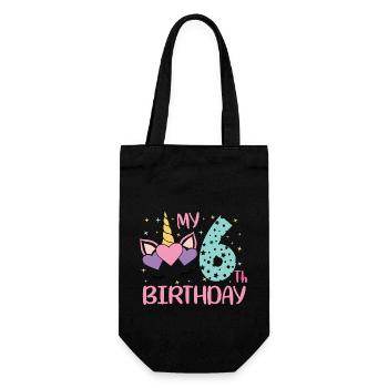 6.Anniversaire Visage de Licorne - Sac à bouteille - noir - Devant
