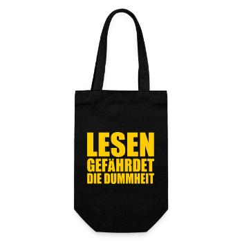 lesen gefährdet die dummheit - Geschenkbeutel für Flaschen - Schwarz - Vorne
