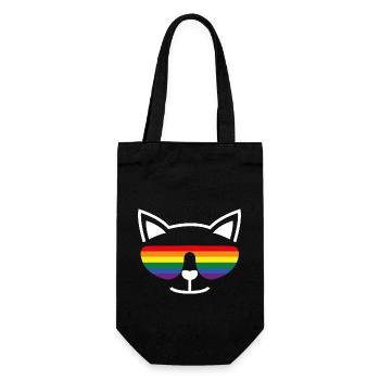Niedliche Katze Regenbogen Sonnenbrille Motiv - Geschenkbeutel für Flaschen - Schwarz - Vorne