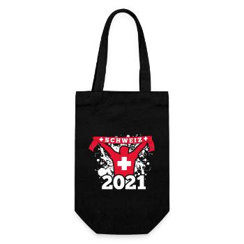 Schweizer Schweiz Fußball Fanartikel 2021 - Geschenkbeutel für Flaschen - Schwarz - Vorne