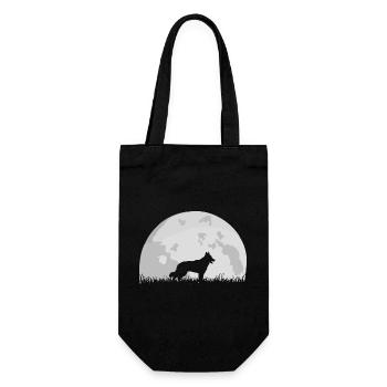 Schweizer Weißer Schäferhund Vollmond - Geschenkbeutel für Flaschen - Schwarz - Vorne
