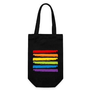 Regenbogen Farben LGBT LGBTQ Gay Pride CSD Symbol - Geschenkbeutel für Flaschen - Schwarz - Vorne