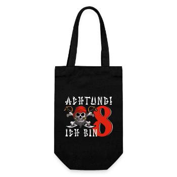 8. Geburtstag Totenkopf Pirat Kostüm 8 Jahre Party - Geschenkbeutel für Flaschen - Schwarz - Vorne