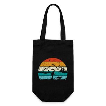 Wandern mit Hund Vintage Retro - Geschenkbeutel für Flaschen - Schwarz - Vorne