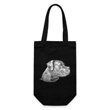 Dogge Hund Hundekopf Bulldogge Hunderasse Hunde - Geschenkbeutel für Flaschen - Schwarz - Vorne