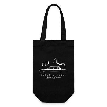 Wartburg #DREIFÜNFDREI - IFA mobile DDR - Geschenkbeutel für Flaschen - Schwarz - Vorne