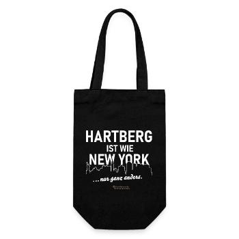 Hartberg ist wie New York - Geschenkbeutel für Flaschen - Schwarz - Vorne
