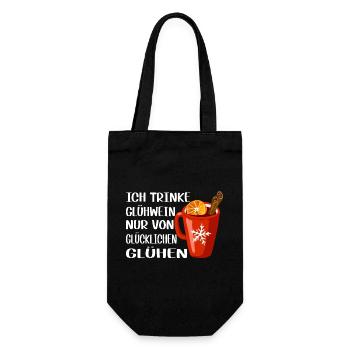 Ich trinke Glühwein nur von glücklichen Glühen - Geschenkbeutel für Flaschen - Schwarz - Vorne
