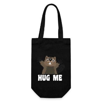 Hug me Biber - Geschenkbeutel für Flaschen - Schwarz - Vorne
