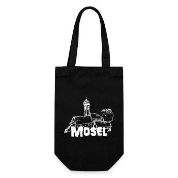 Mein Mosel Logo weiß - Geschenkbeutel für Flaschen - Schwarz - Vorne