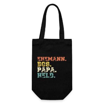 BGS Hund Papa Spruch Retro Lustig - Geschenkbeutel für Flaschen - Schwarz - Vorne