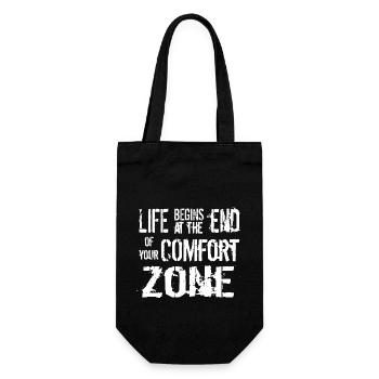life begins at the end of your comfort zone - Geschenkbeutel für Flaschen - Schwarz - Vorne
