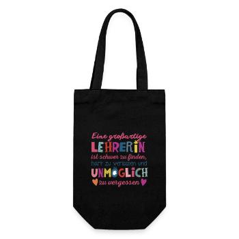 Großartige Lehrerin - Geschenkbeutel für Flaschen - Schwarz - Vorne
