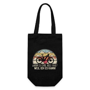 MTB - Warum ich ohne Akku Fahre - Retrocolor - Geschenkbeutel für Flaschen - Schwarz - Vorne