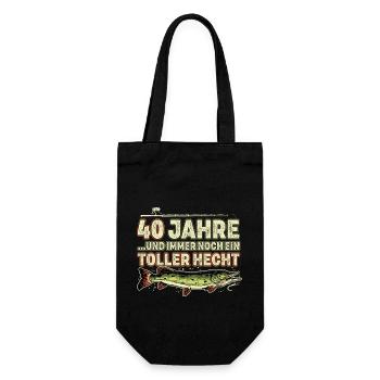 40 Jahre Geburtstag Angler Lustig Spruch Männer - Geschenkbeutel für Flaschen - Schwarz - Vorne