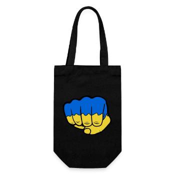 Ukraine Flagge Faust - Geschenkbeutel für Flaschen - Schwarz - Vorne