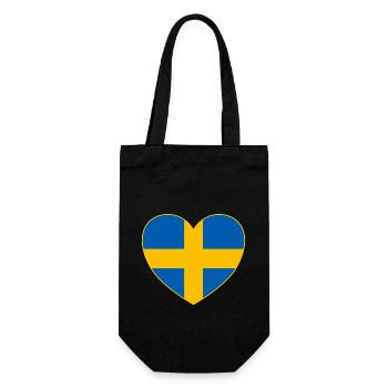 Schweden Flagge Herz - Geschenkbeutel für Flaschen - Schwarz - Vorne