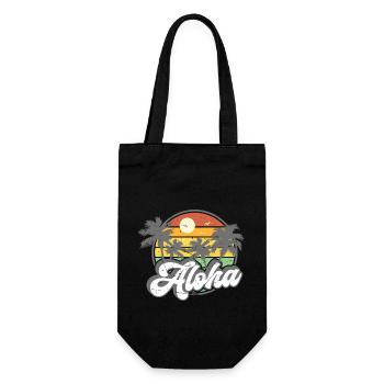 Aloha Surfer Palmen Beach Retro Hawaii Strand 70er - Geschenkbeutel für Flaschen - Schwarz - Vorne