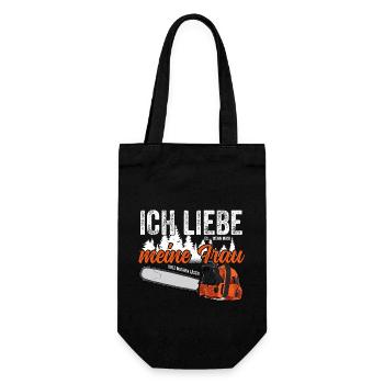Förster Holzfäller Forstwirt Ich liebe meine Frau - Geschenkbeutel für Flaschen - Schwarz - Vorne
