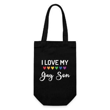 Ich liebe meinen schwulen Sohn - Geschenkbeutel für Flaschen - Schwarz - Vorne