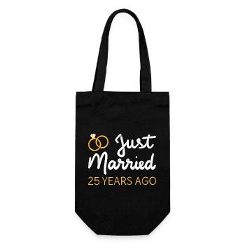 Just Married 25 Years Ago IV - Gift Bag for Bottles - black - Front