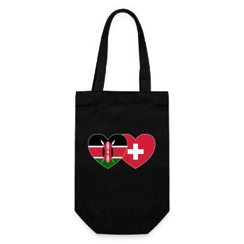 Kenia Schweiz Flagge Herz - Geschenkbeutel für Flaschen - Schwarz - Vorne