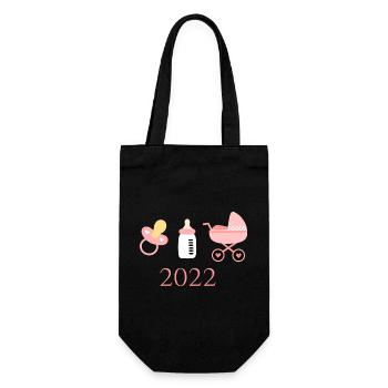 Baby 2022 Geburt Mädchen rosa Familie - Geschenkbeutel für Flaschen - Schwarz - Vorne