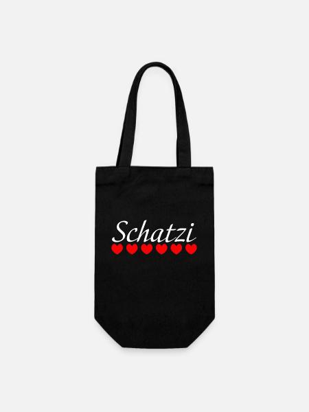 Herzchen Schatzi white - Geschenkbeutel für Flaschen - Schwarz