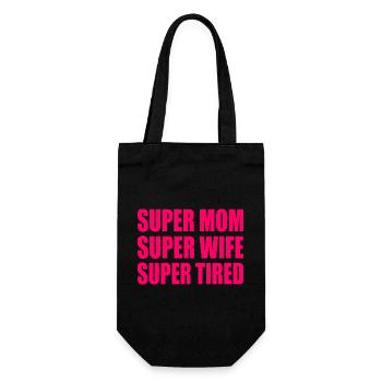 Super mom super wife super tired - Geschenkbeutel für Flaschen - Schwarz - Vorne